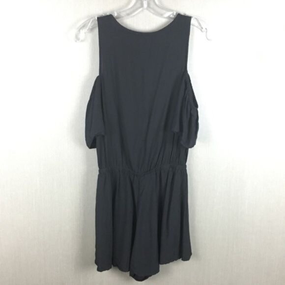 Show Me Your Mumu Black Cold Shoulder Romper With Lace-Up Front & Elastic Waist - Picture 3 of 5